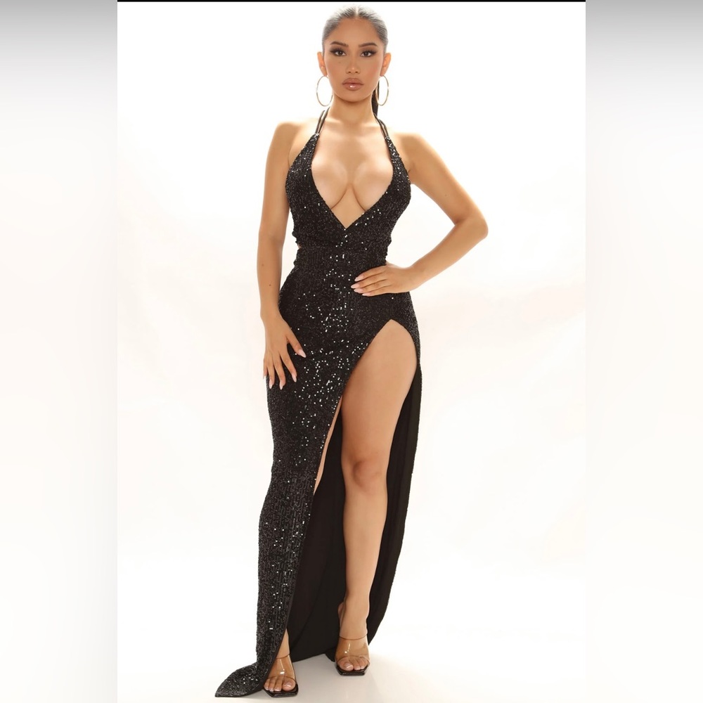 Black Sequin Maxi Dress